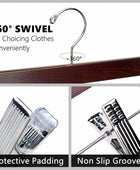 Amber Home Paquete de 24 perchas retro de madera para pantalones con clips,...