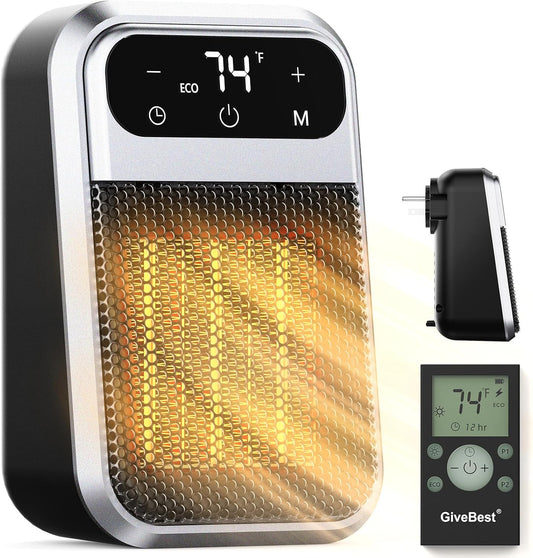 GiveBest Calentador de espacio de salida de pared de 800 W con control remoto,...