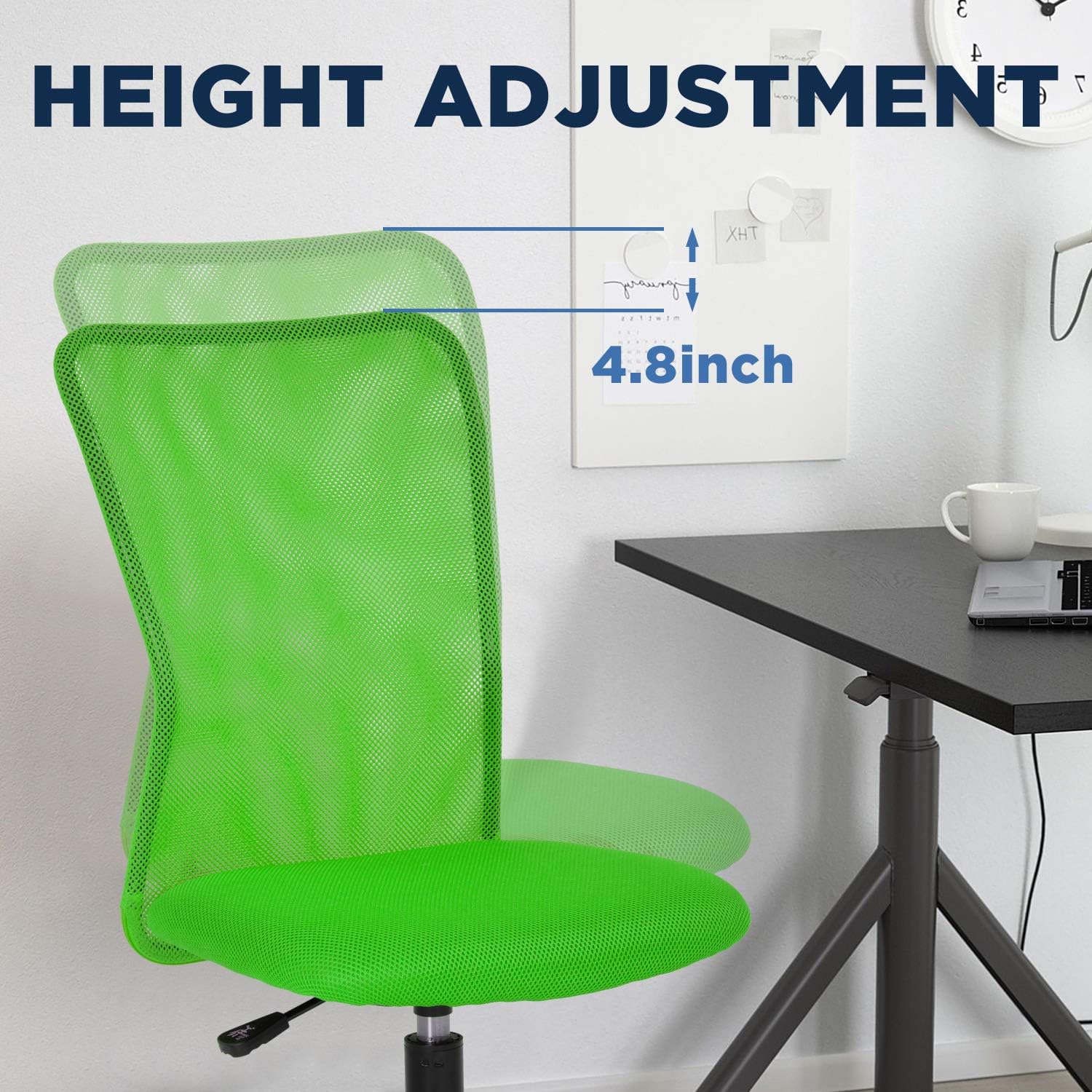 Silla para oficina en casa, de malla, con respaldo medio, silla sin brazos para...