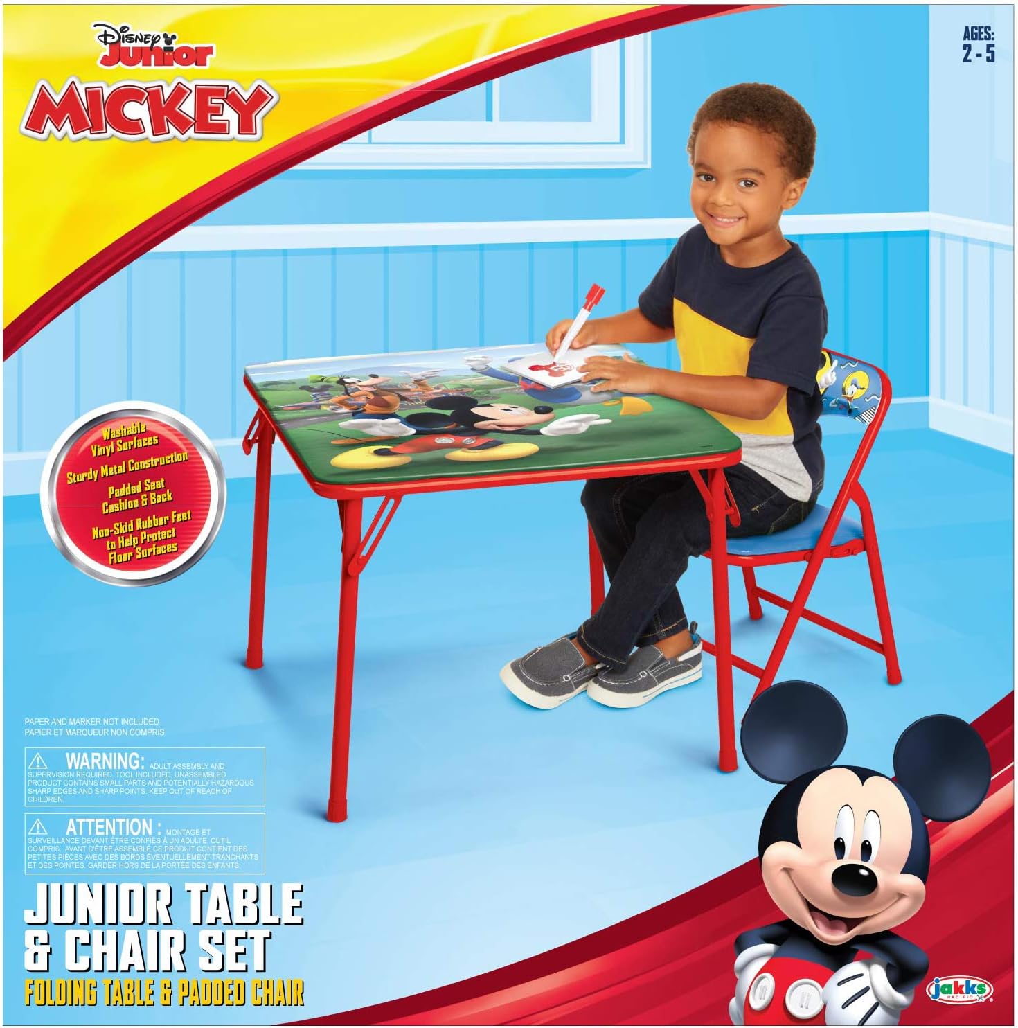 Mickey Mouse Juego de mesa y silla para niños pequeños de 24 a 48 meses,...