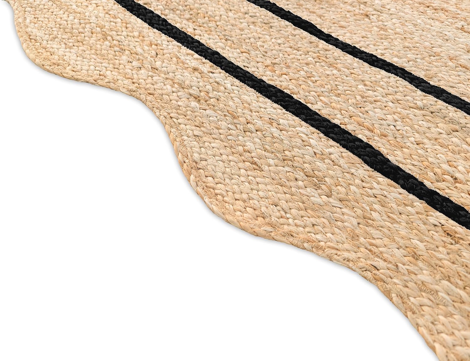 Alfombra con diseño ondulado festoneado, de yute natural, bohemia, para...