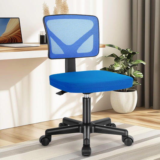DUMOS Sillas de escritorio sin brazos con ruedas, bonita silla de oficina en...