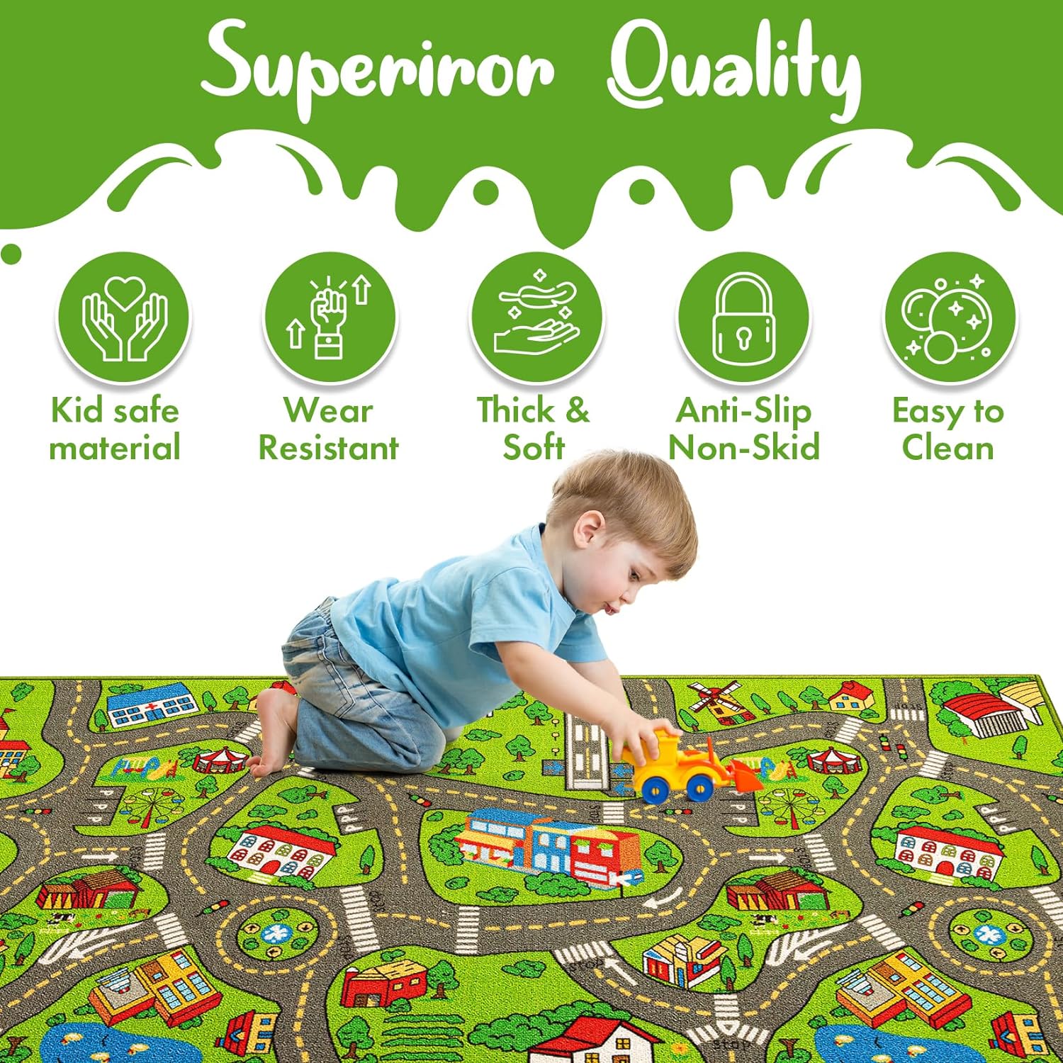 Alfombra de juegos 3D City Life para niños, tapete de actividades extra grande...