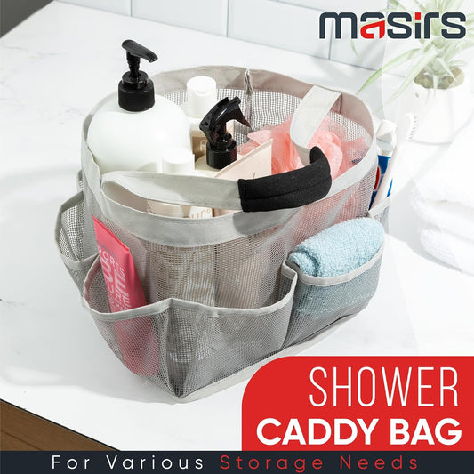 Masirs Bolsa de ducha de malla - (9 bolsillos) grande plegable, organizador de...