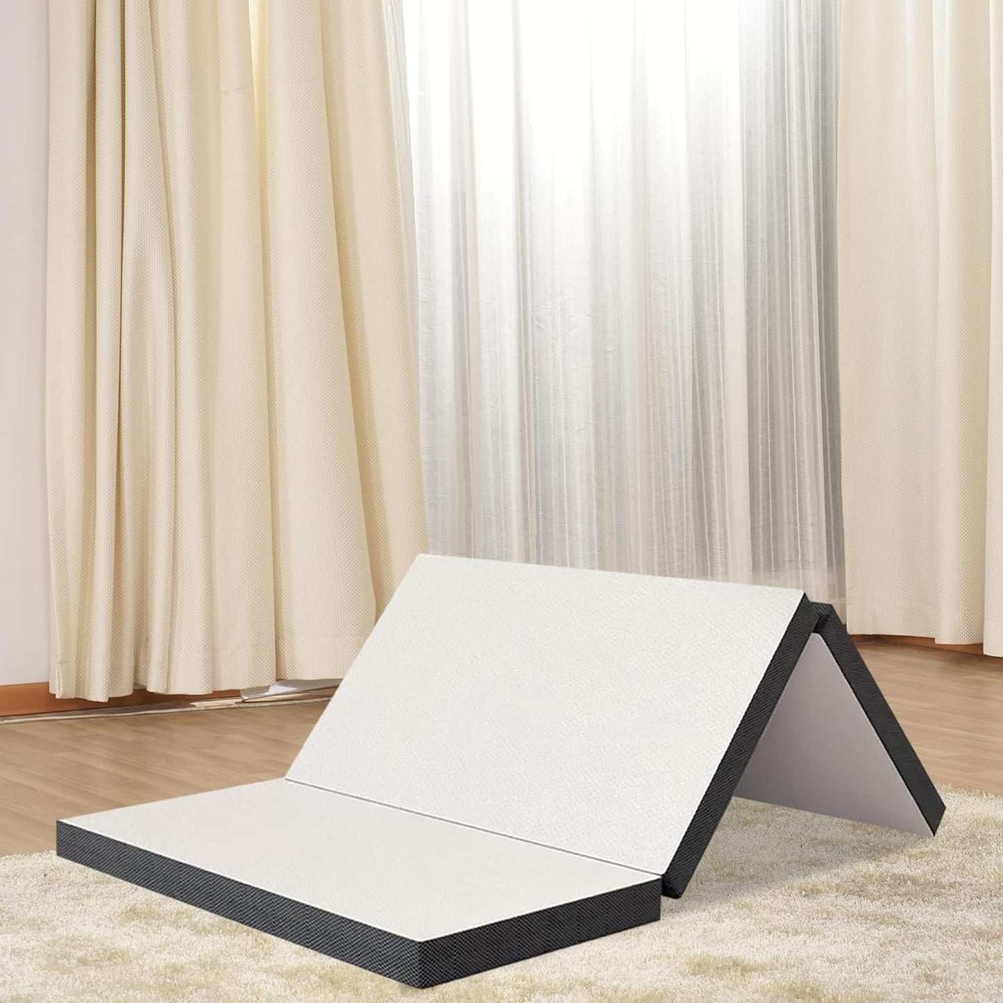 Colchón plegable de espuma viscoelástica, colchón triple plegable con funda