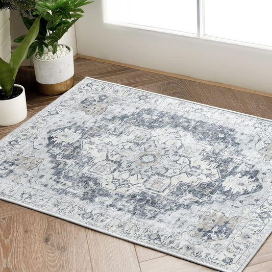 jinchan Alfombra de 2 x 3 pulgadas, lavable, vintage, vintage, con estampado...