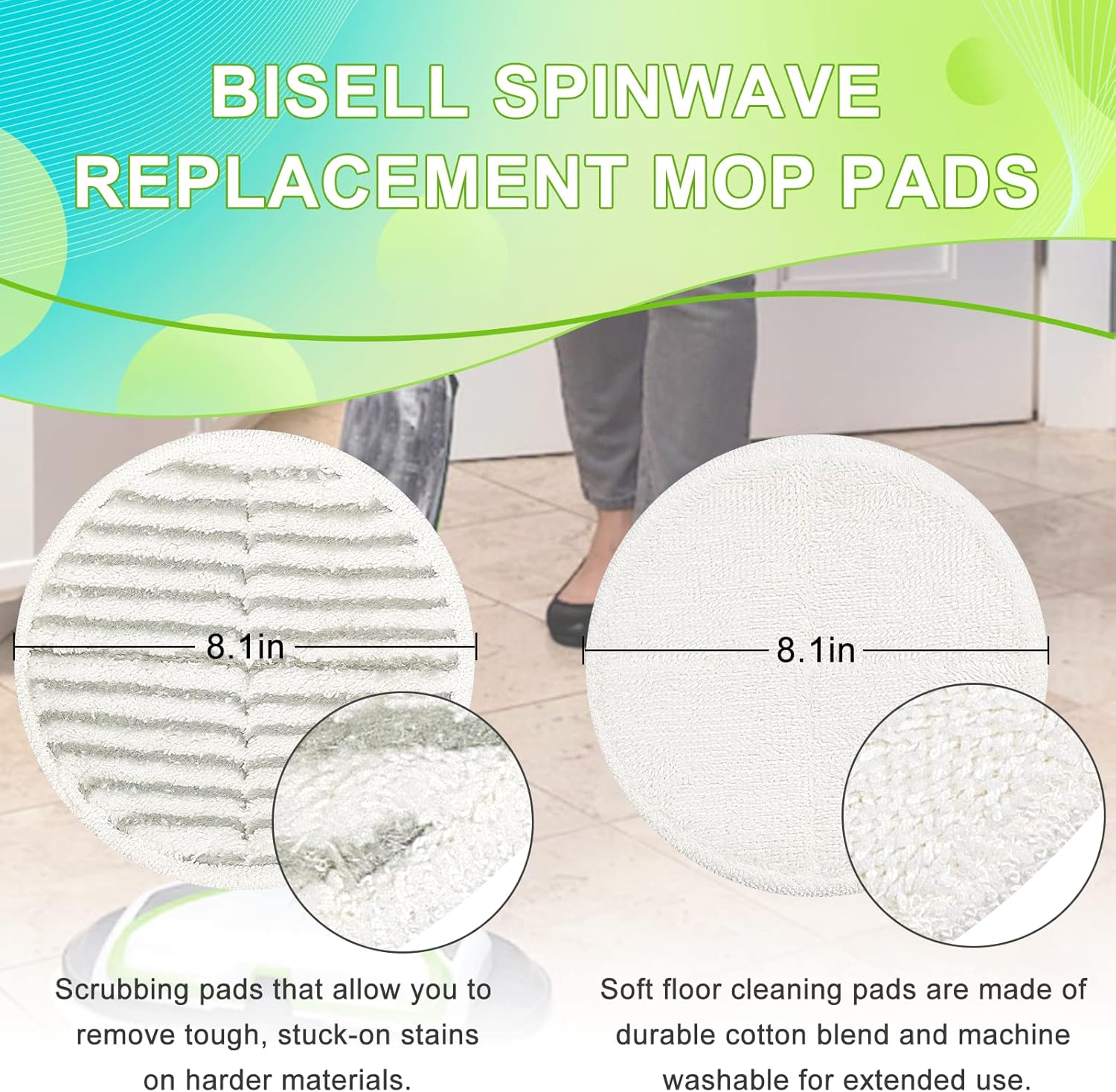 2124 Almohadillas de repuesto para trapeador Bisell Spinwave Spin Mop, (2...