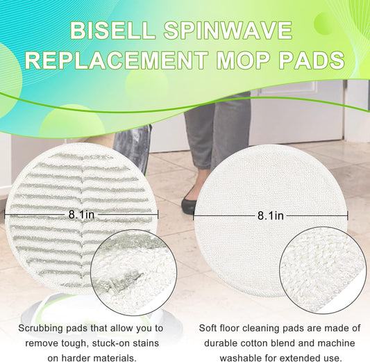 2124 Almohadillas de repuesto para trapeador Bisell Spinwave Spin Mop, (2...