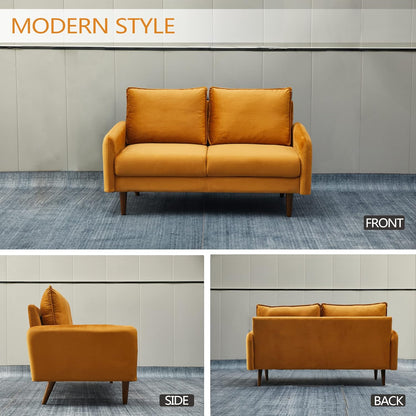 Sofá moderno de terciopelo con patas de madera para sala de estar, oficina,