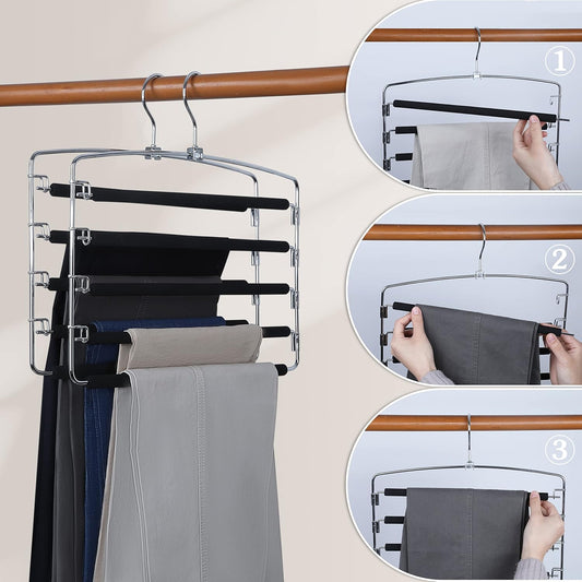 Perchas para pantalones que ahorran espacio, paquete de 2 organizadores de