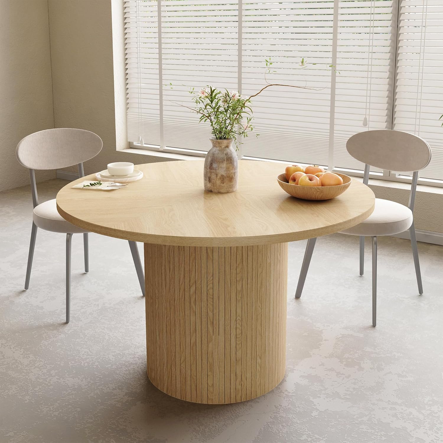 Mesa de comedor redonda para 4, moderna mesa de cocina de granja, mesas de...