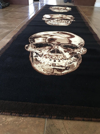 Carpet King Skull Alfombra larga de pasillo, diseño marrón y negro, 134 (32