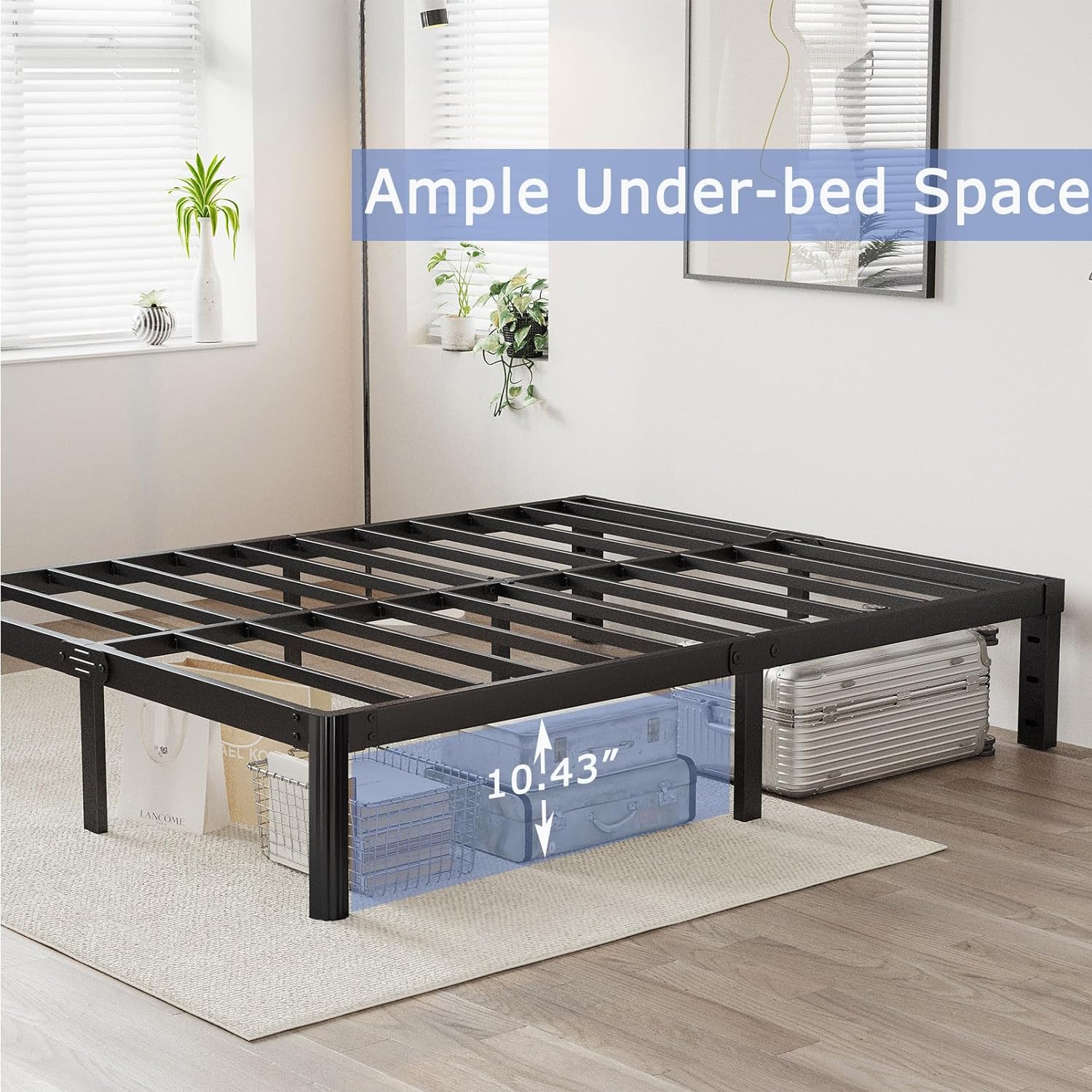 Base de cama Queen de 12 pulgadas de alto, no necesita somier, plataforma de...