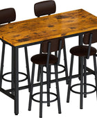 Juego de mesa de bar y 4 sillas, mesa de pub industrial con barra, 5 piezas,