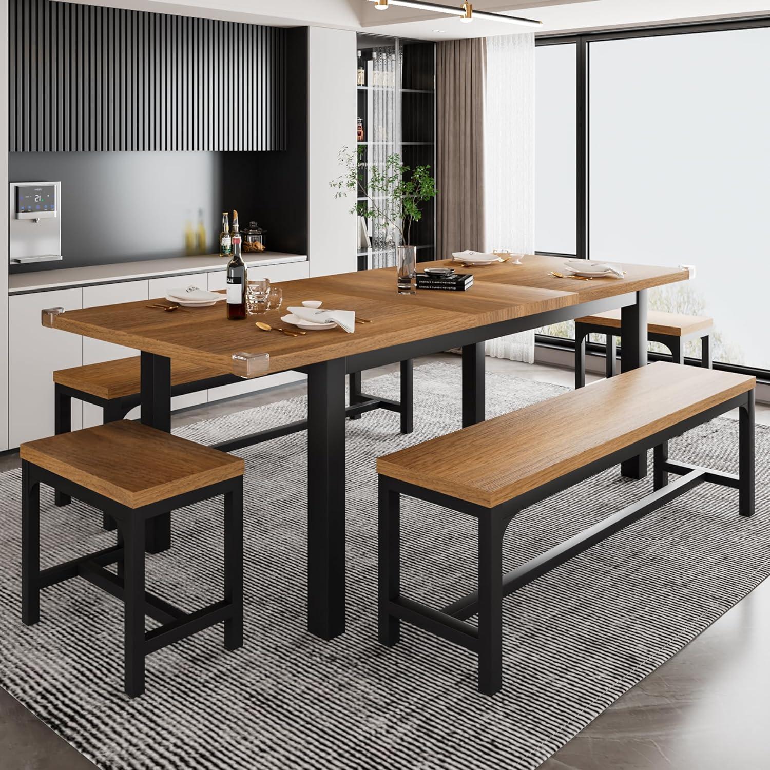 Juego de mesa de comedor de 5 piezas para 4-8 personas, juego de mesa de cocina