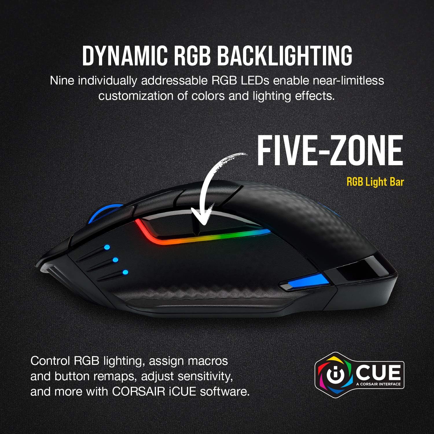 Corsair Dark Core RGB Pro, ratón óptico inalámbrico FPSMOBA para juegos con...