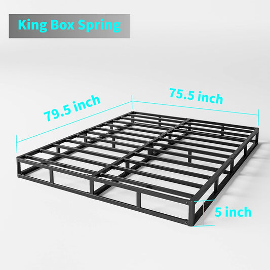 King Box Spring Base de colchón de 5 pulgadas de alto perfil con marco de