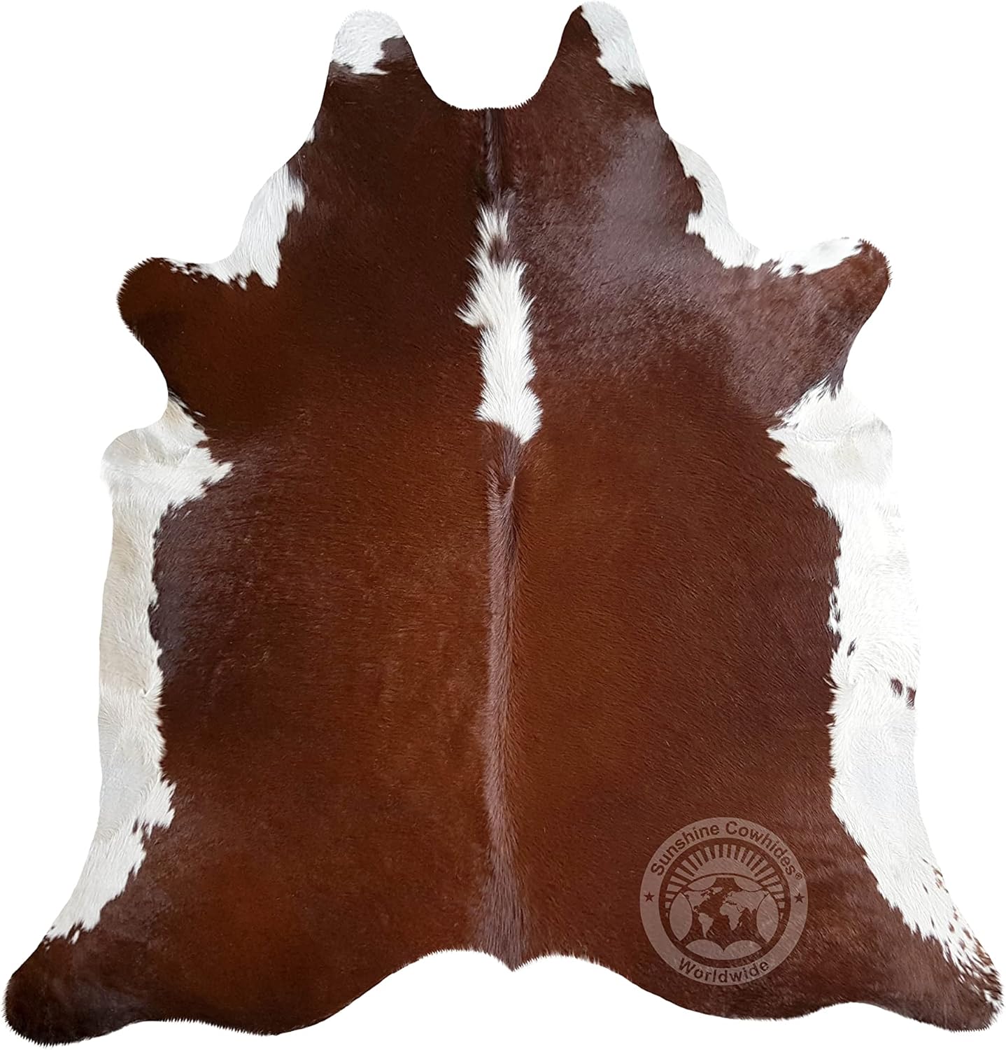 Sunshine Cowhides Hereford - Alfombra de piel de vaca 100% genuina, color rojo,...