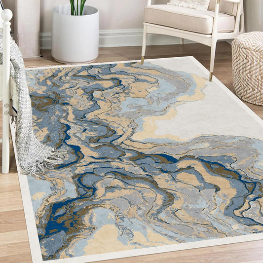 Alfombra abstracta ondulada, 4 x 6 pies, para sala de estar, dormitorio,