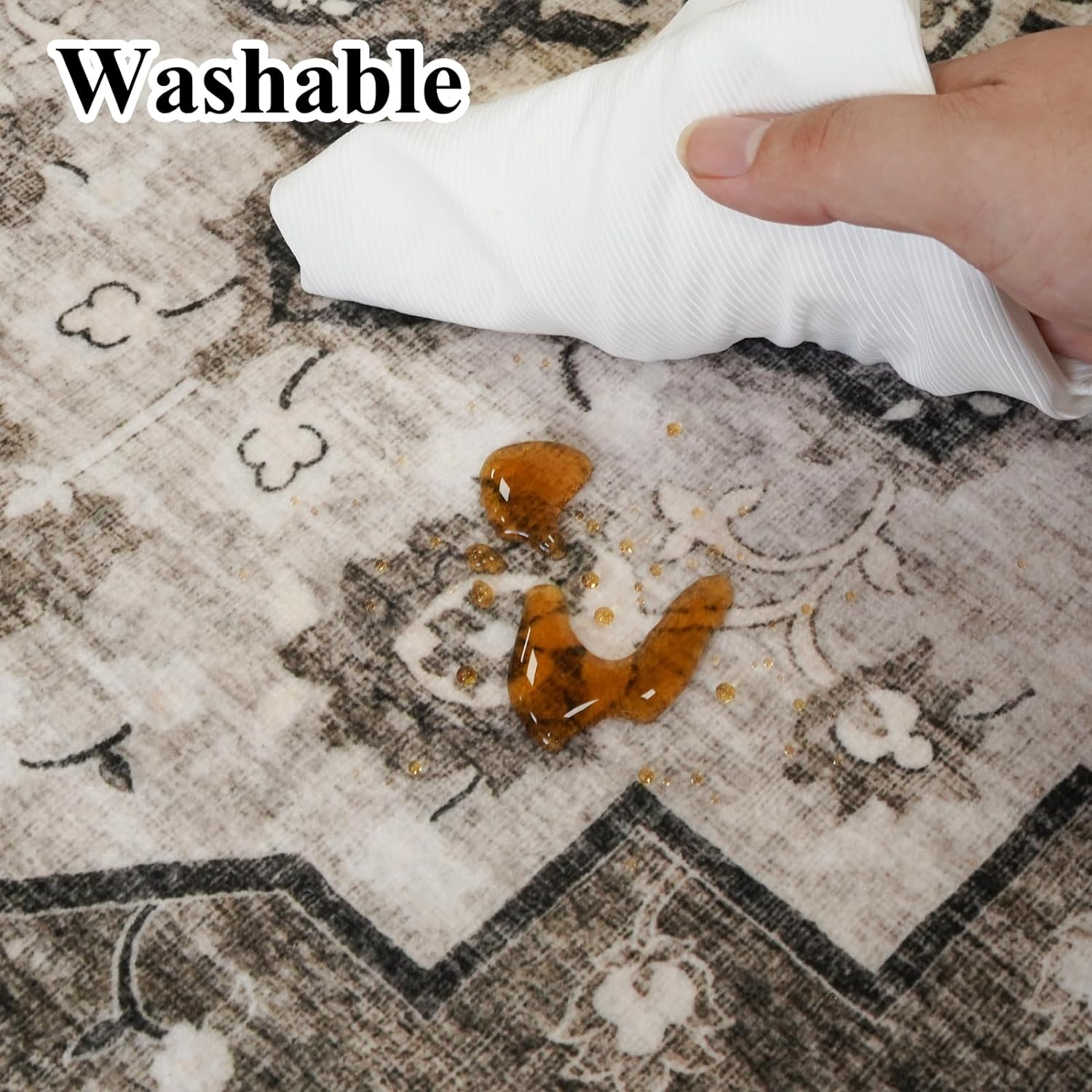 HY HAO YUN LAI Alfombra lavable de 5 x 7 pies, impermeable, resistente a las...