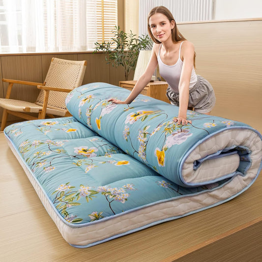 Colchón de futón coreano rústico floral japonés, colchón acolchado para cama,