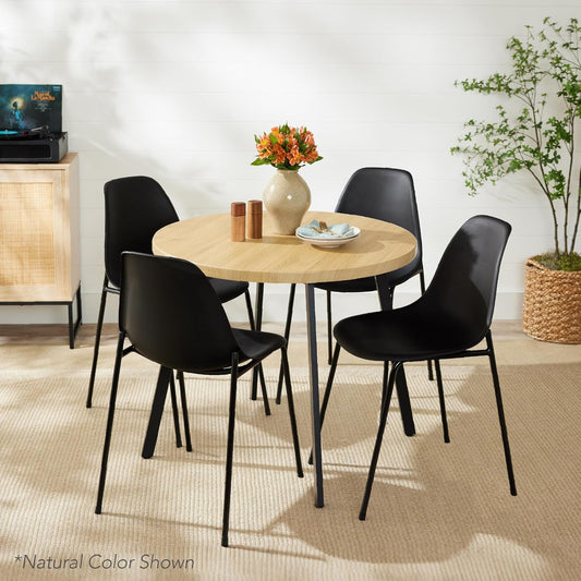 Best Choice Products Mesa de comedor redonda con patas de acero, color marrón...
