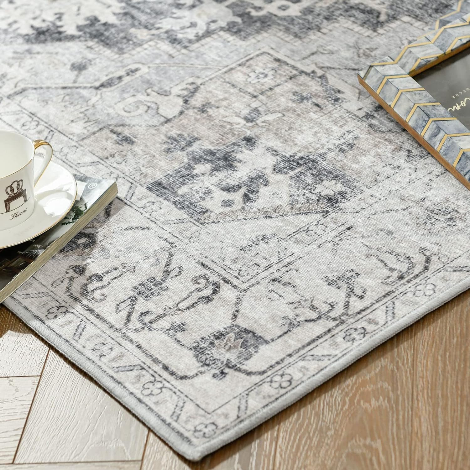 COLLACT Alfombra de 3 x 5  Alfombra de entrada, alfombra vintage lavable,...