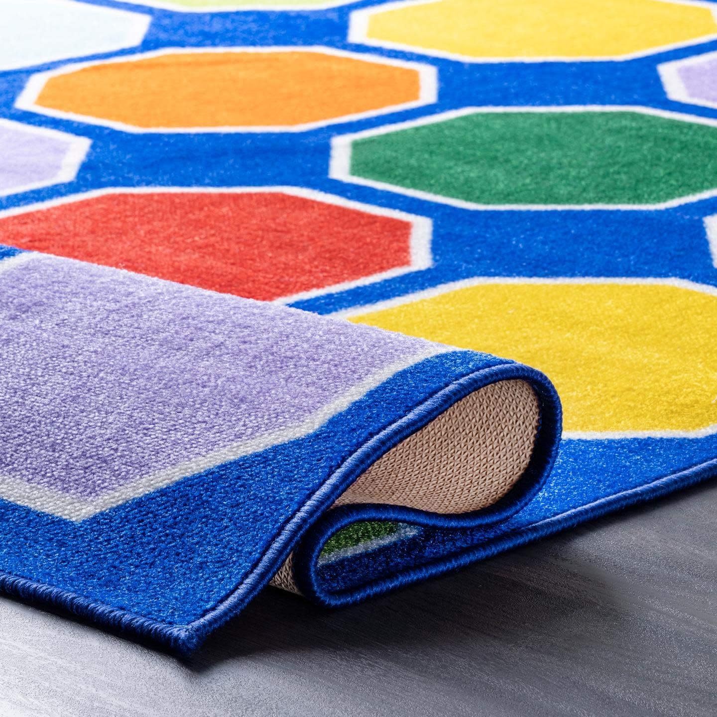 nuLOOM Kecia Octagons - Alfombra impresa, 7 x 9, azul