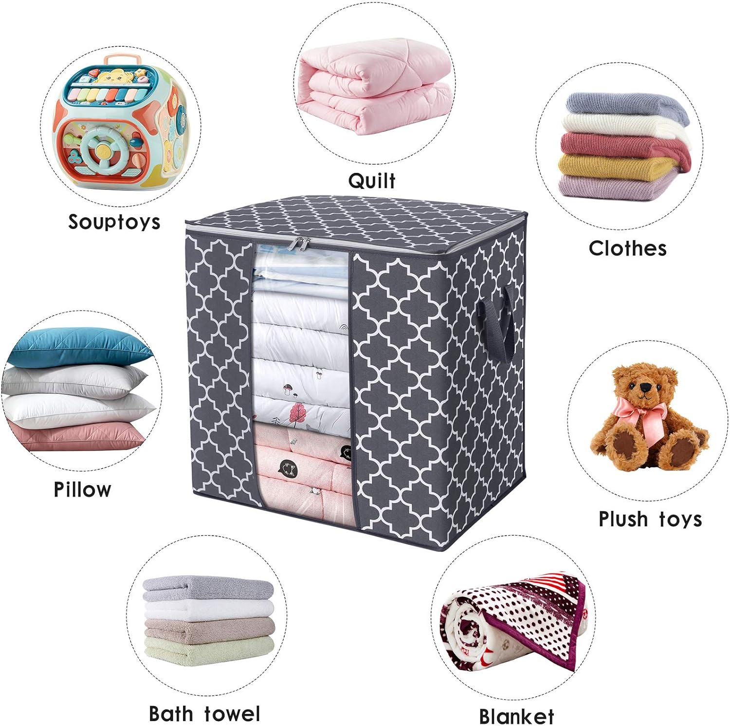 WISELIFE - Bolsas grandes de almacenamiento 3 paquetes100 litros Organizador de...