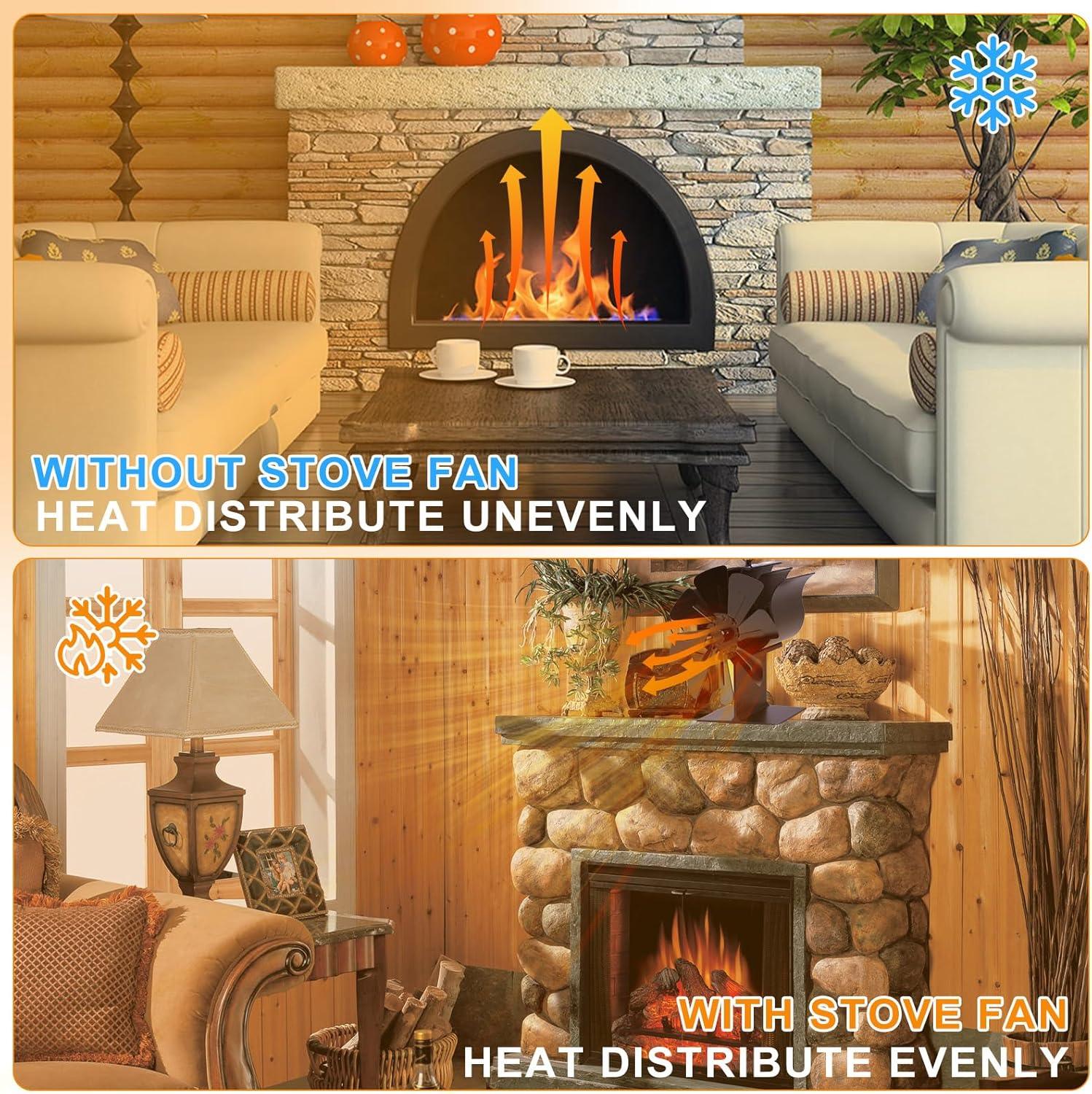 Ventilador de estufa de calor de 8 aspas, estufa de leña, ventilador de