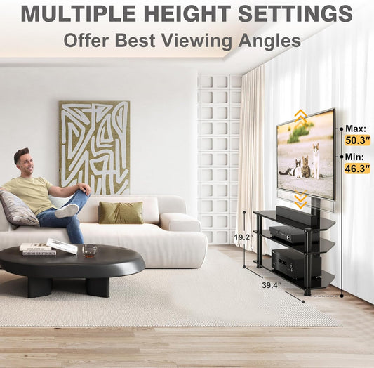 TAVR Furniture Soporte giratorio para TV de suelo con mesa para televisores de...