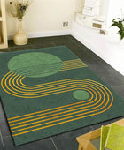 Alfombra de área a rayas doradas, 4 x 5 pies, medieval verde esmeralda,...