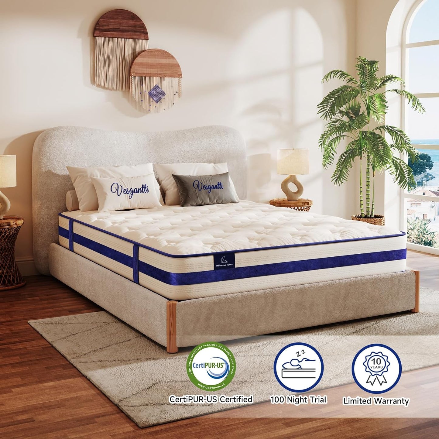 Colchón Queen híbrido de resortes interiores de 10 pulgadas con espuma