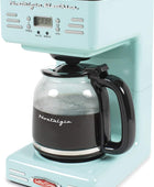 Nostalgia Cafetera programable retro de 12 tazas con pantalla LED, apagado...