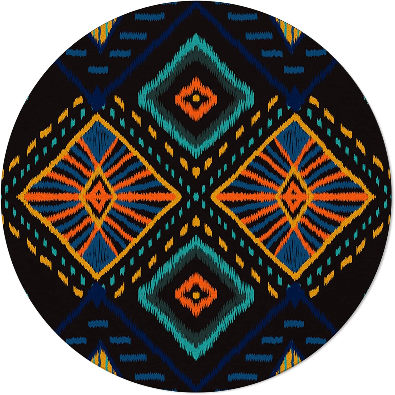 Alfombra bohemia redonda de 6 pies, lavable para interiores y exteriores, para...