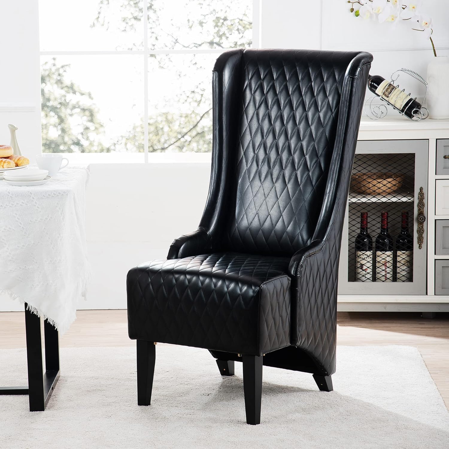 Yoluckea Silla de comedor con respaldo alto, silla de trono con respaldo retro...