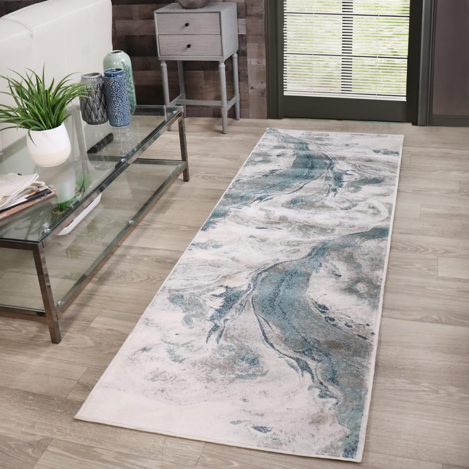 SUPERIOR Alfombra de pasillo para interiores, respaldo de yute, abstracto de...