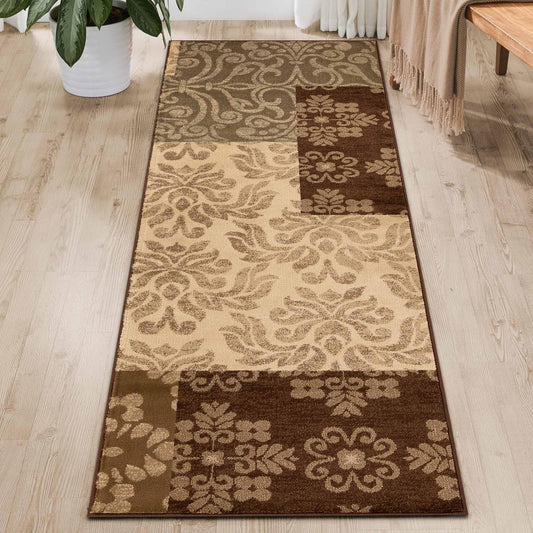 Superior Alfombra de pasillo para interiores, respaldo de yute, bloque de color...