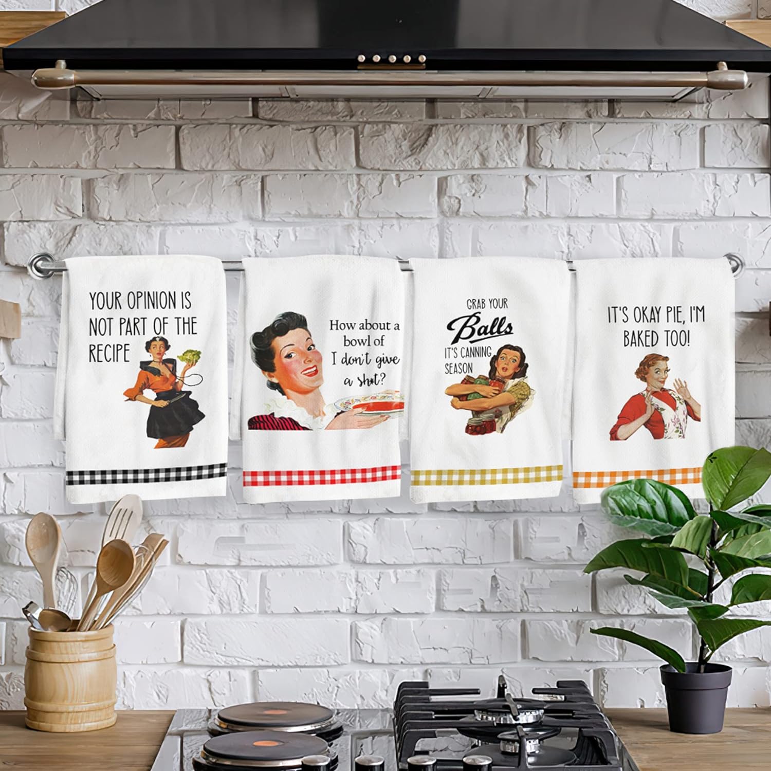 SHIMANY Divertidos toallas de cocina decorativas, juego de 4 paños de cocina...
