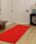 Alfombra de pasillo de color rojo sólido estilo europeo (2.2 pies de ancho x 8...