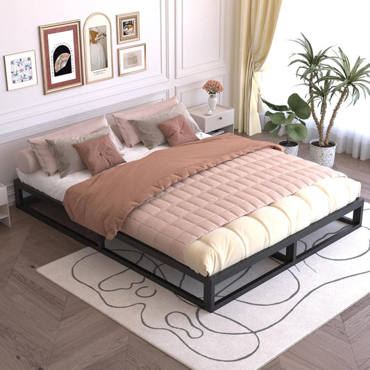 Base de cama King de 6 pulgadas con soporte de listones de acero, plataforma de