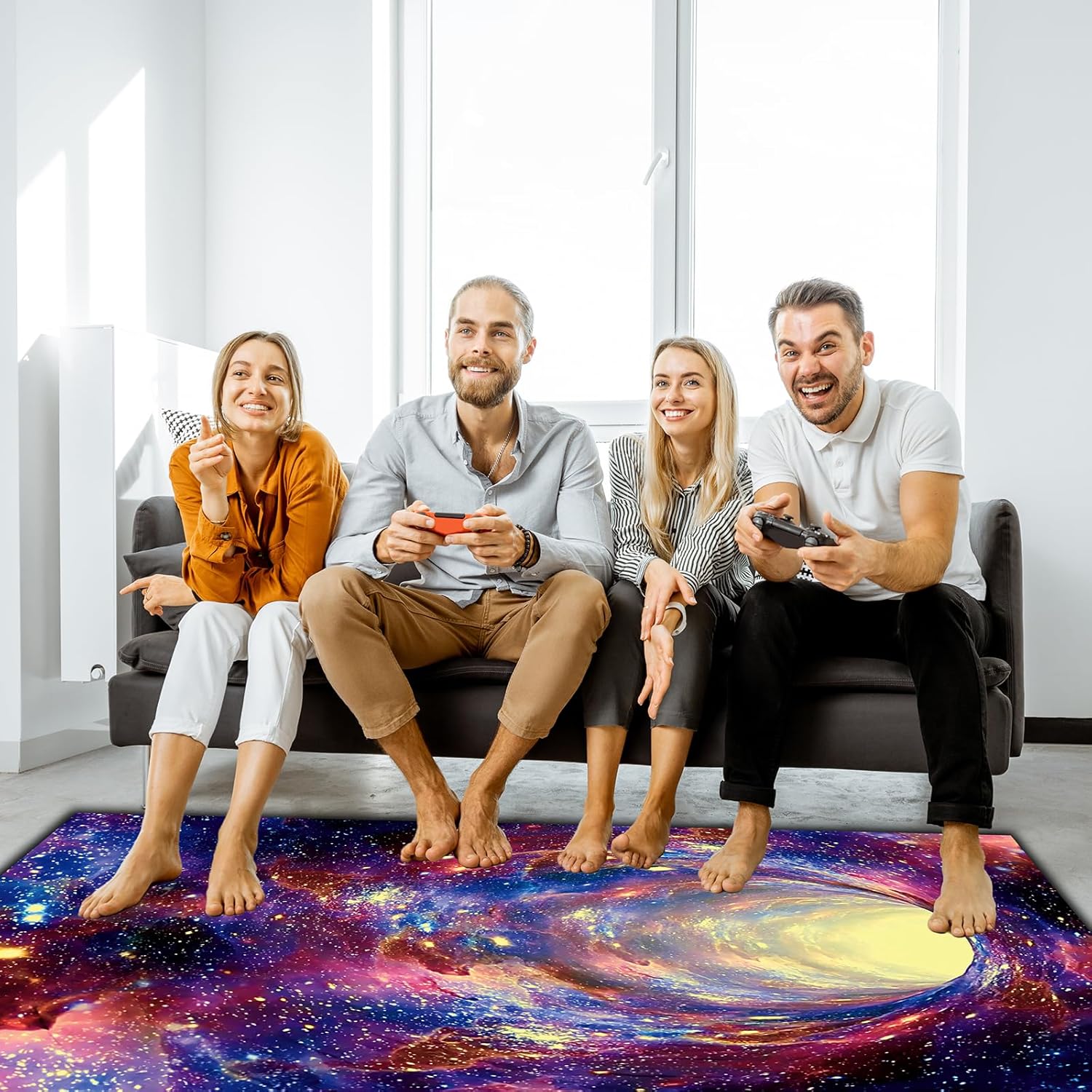 Alfombra de área Galaxy con luz negra, alfombra espacial 3D reactiva a los...