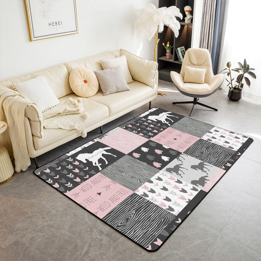 Alfombra de unicornio para niñas, de 3 x 5 pies, antideslizante, con diseño de...