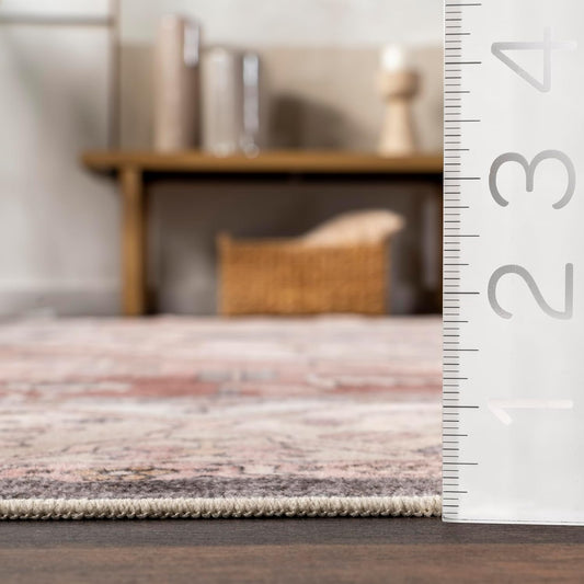 nuLOOM Jenise Medallion - Alfombra lavable a máquina para sala de estar,...