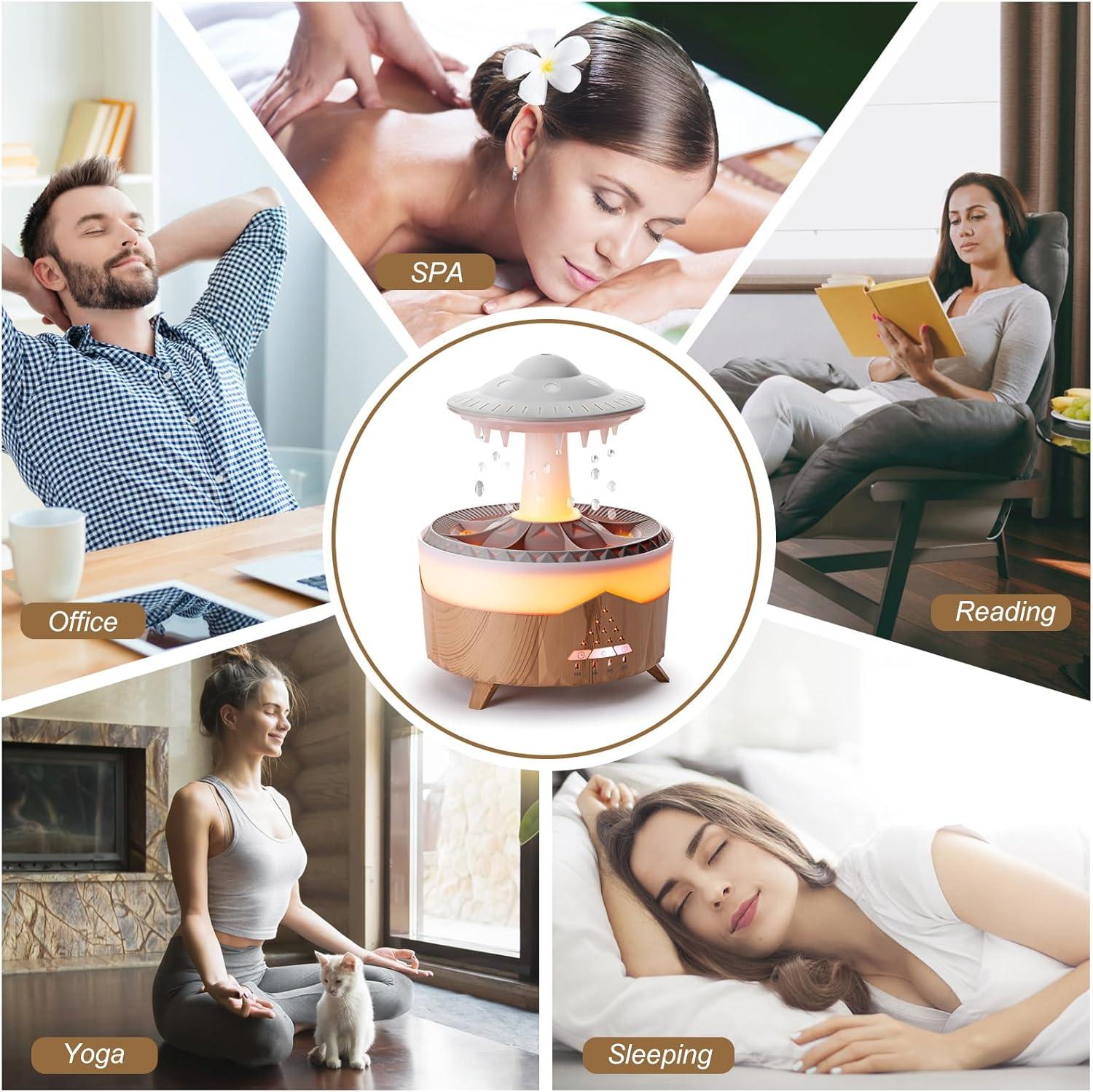 Humidificador de lluvia Difusor Humidificador de goteo de agua con lámpara de