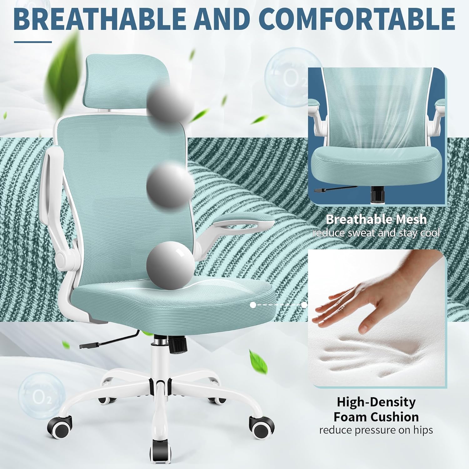 FelixKing Silla de oficina ergonómica, silla de escritorio con reposacabezas y...