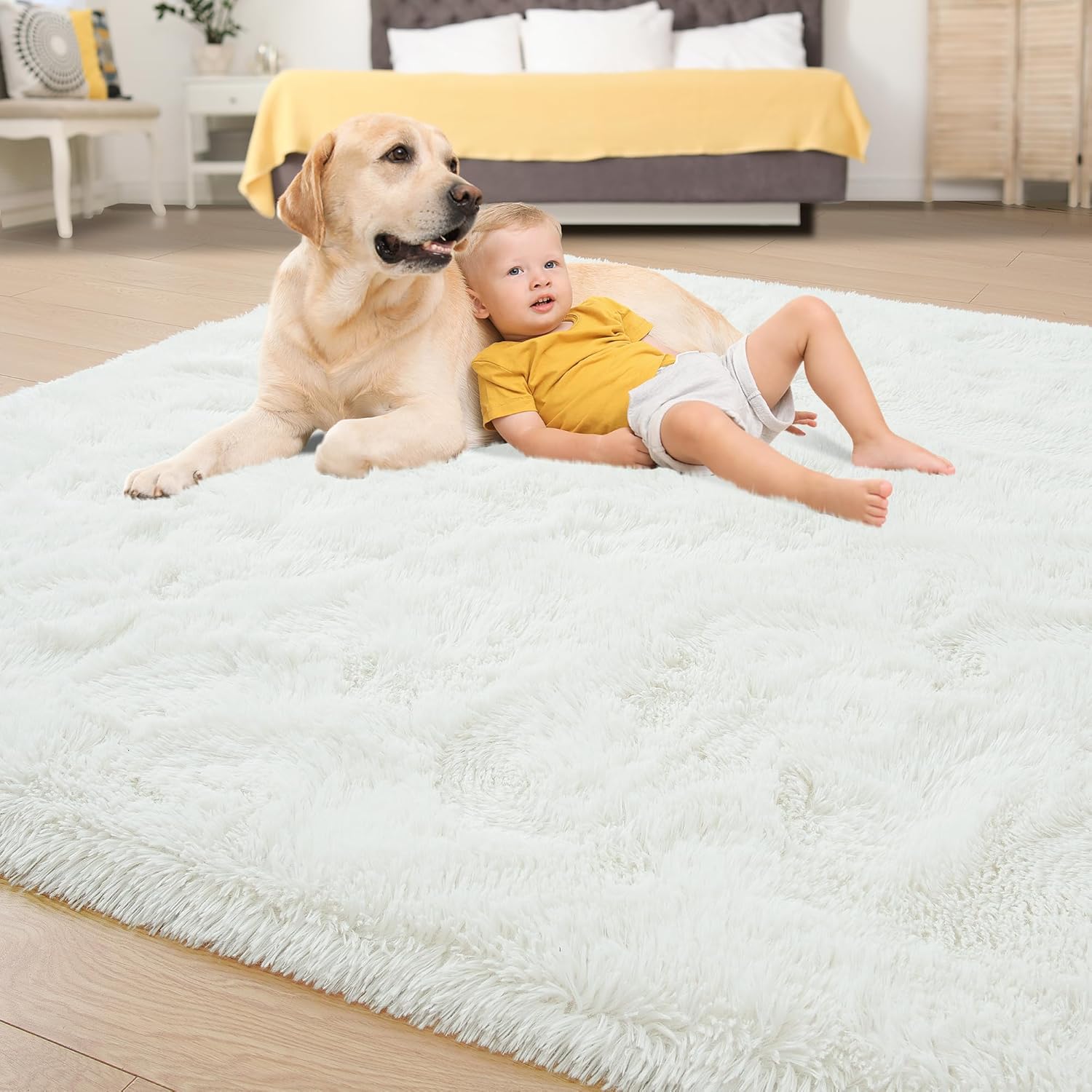 Tepook Alfombra súper suave y esponjosa para dormitorio, moderna alfombra...