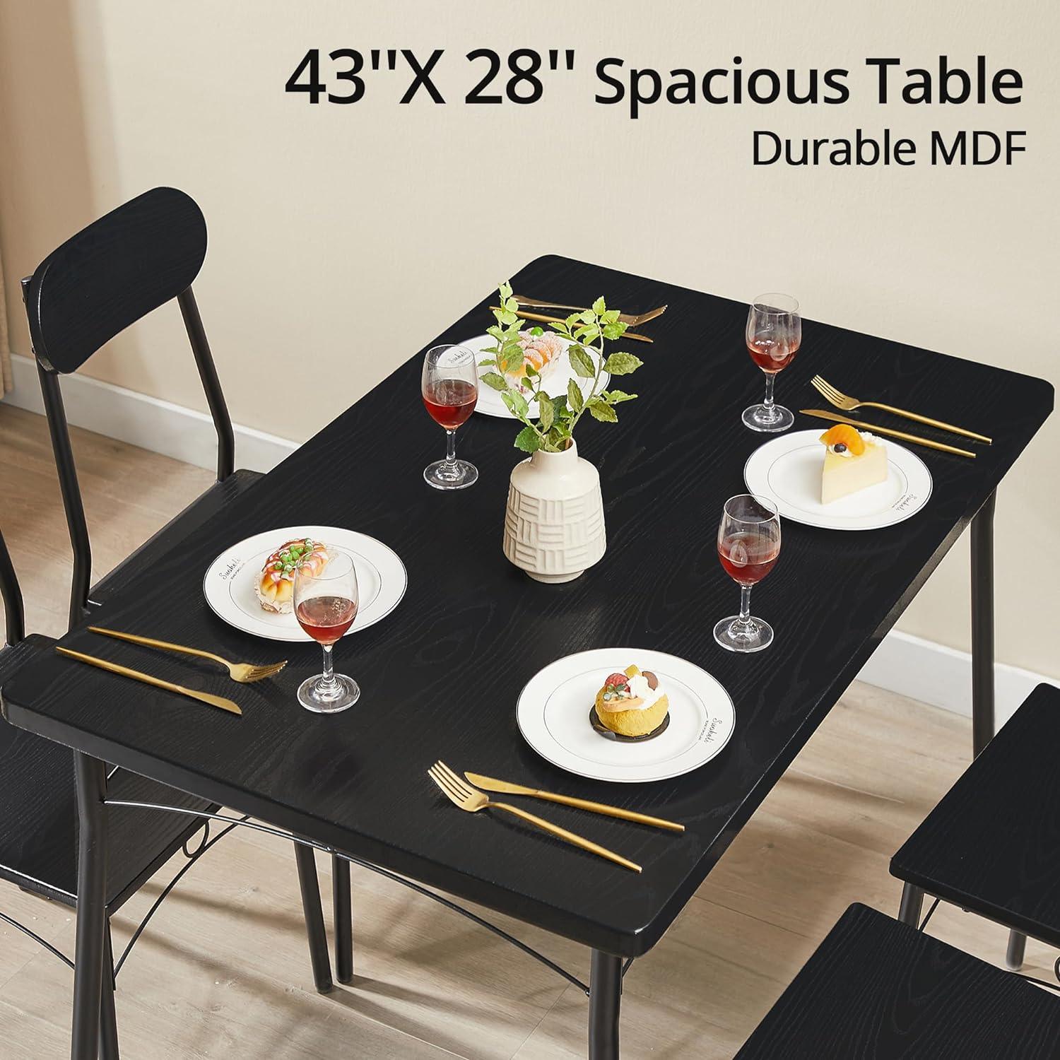 Juego de mesa de comedor para 4, comedor de 5 piezas con sillas para cocina,