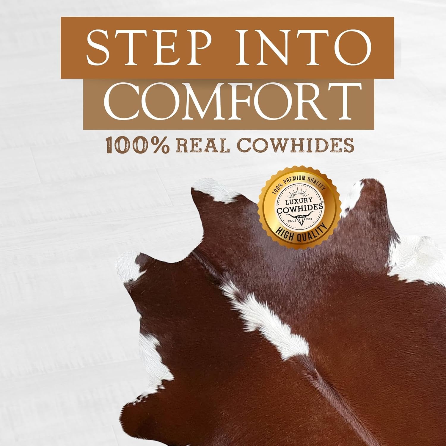 Sunshine Cowhides Hereford - Alfombra de piel de vaca 100% genuina, color rojo,...