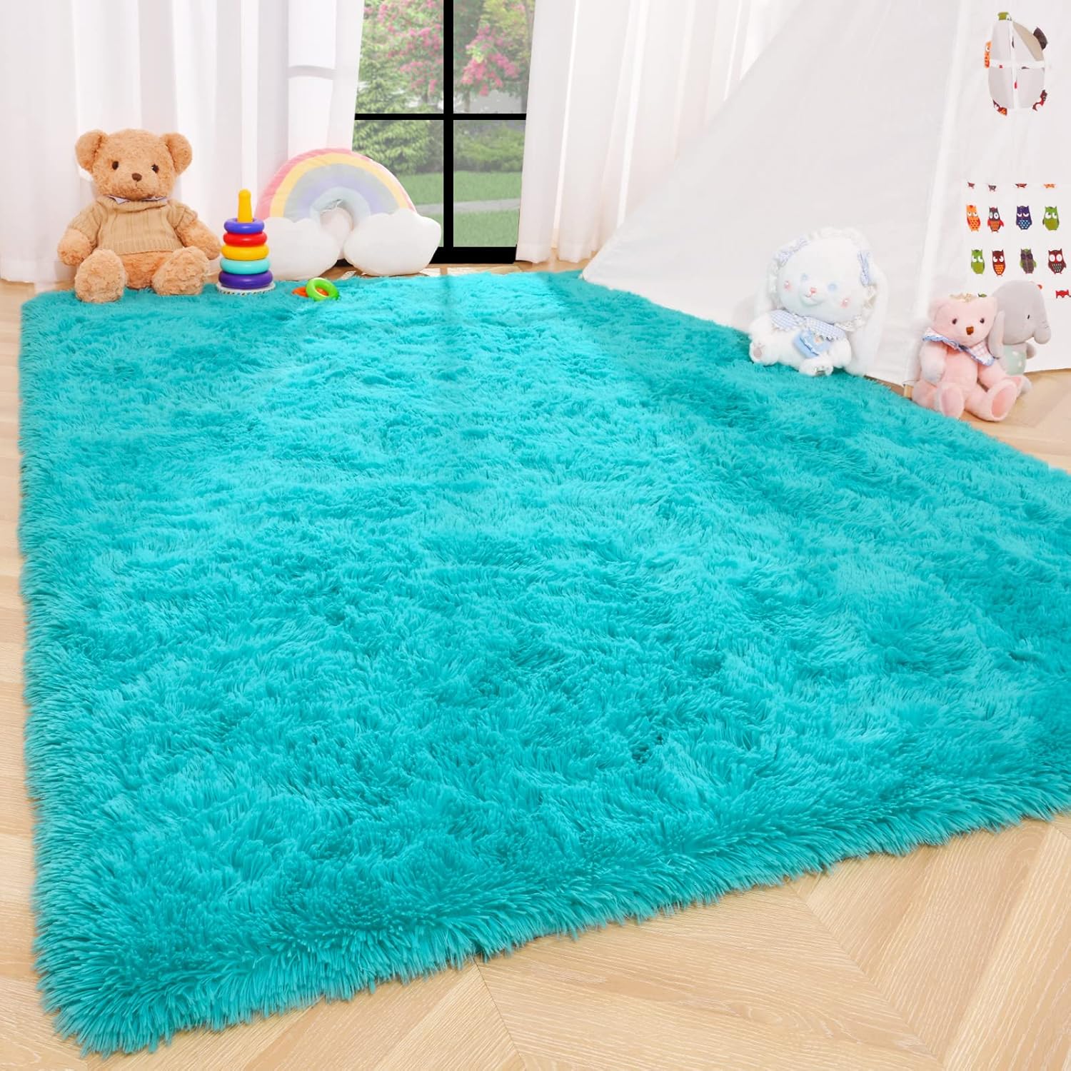 ISEAU Alfombra de área mullida, lanuda y cómoda para interiores, dormitorio de...